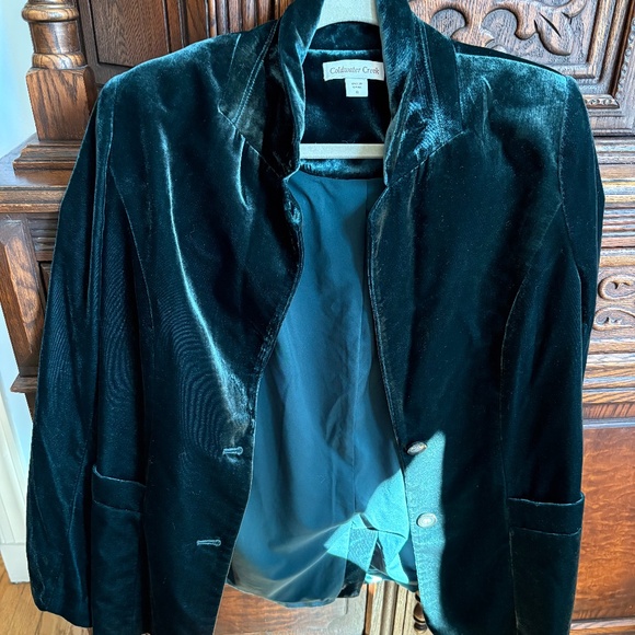 Coldwater Creek Green Velvet Blazer Jacket - Picture 1 of 1